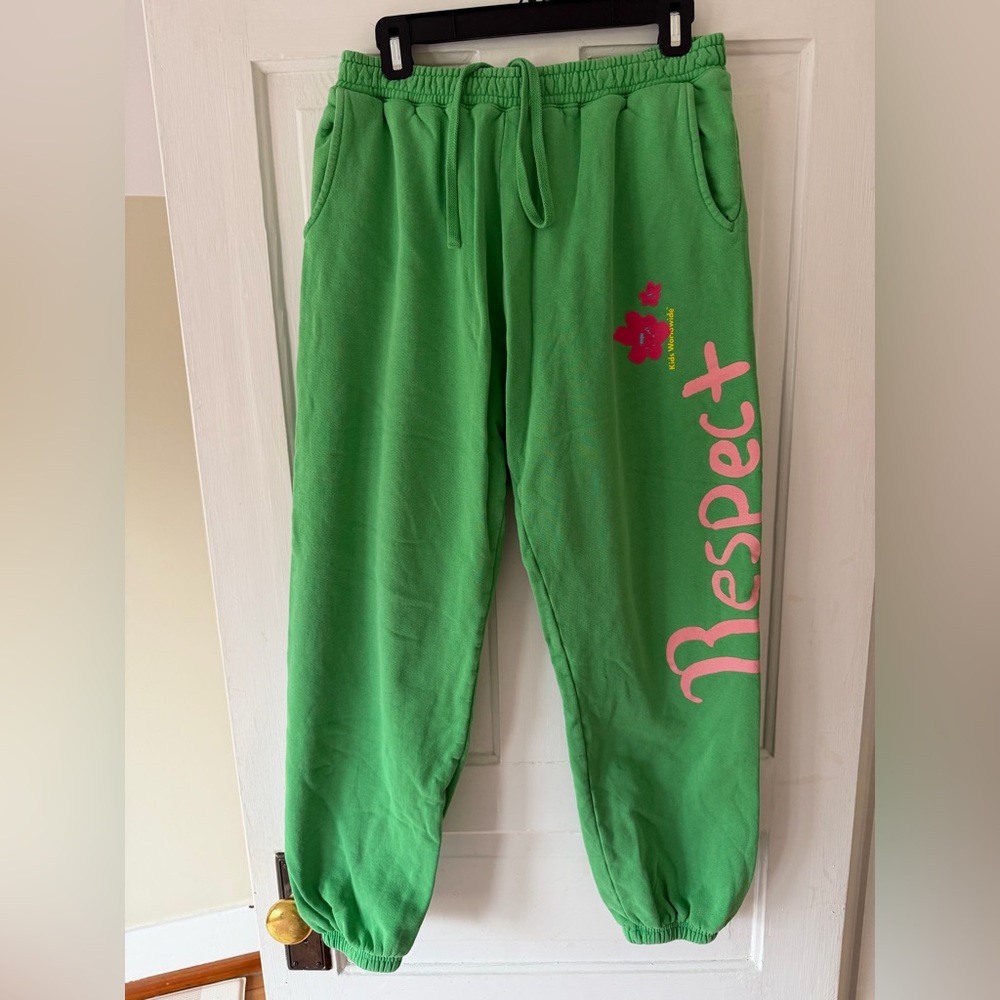 Respect Graphic Green Joggers
